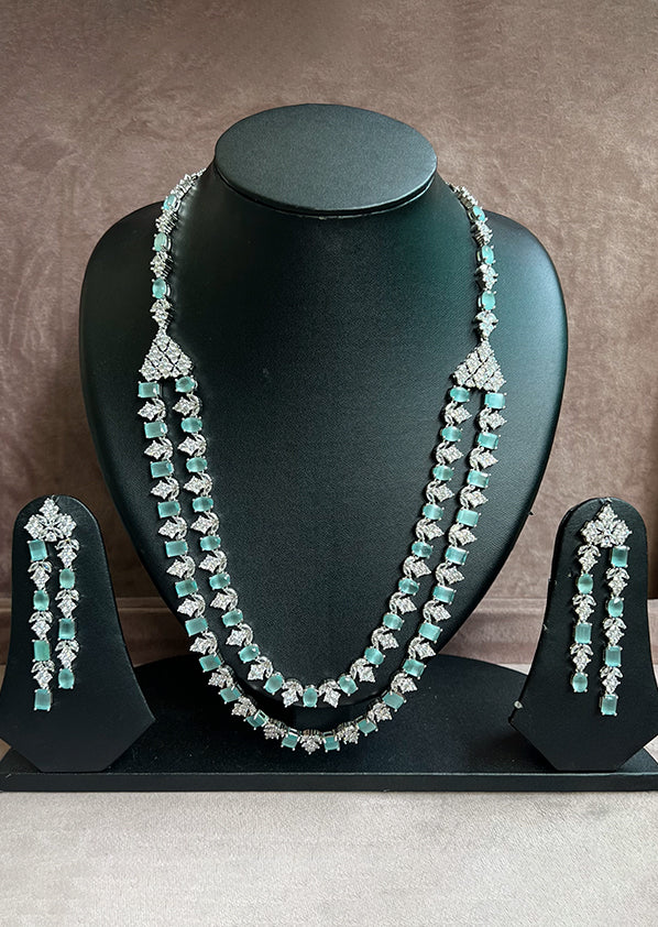 American Diamonds Studded Double Layer Necklace Set