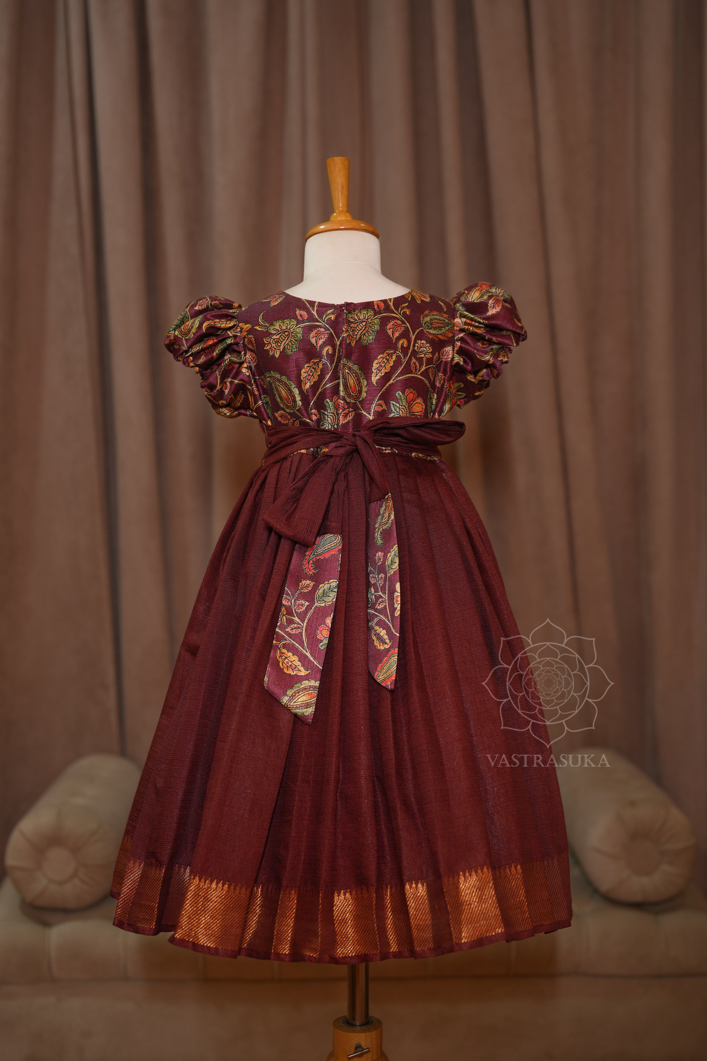 Wine soft silk baby dress