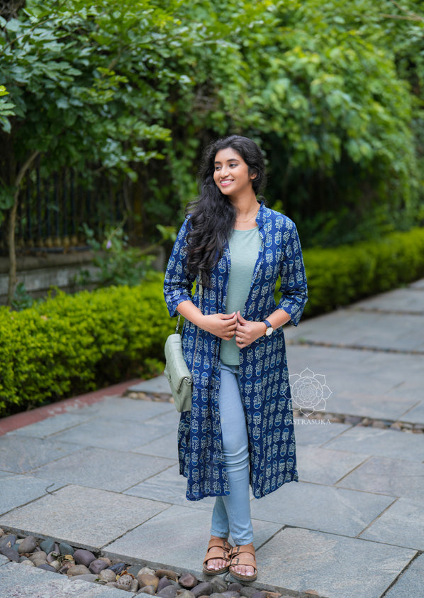 Blue Jaipur Block printed Shrug