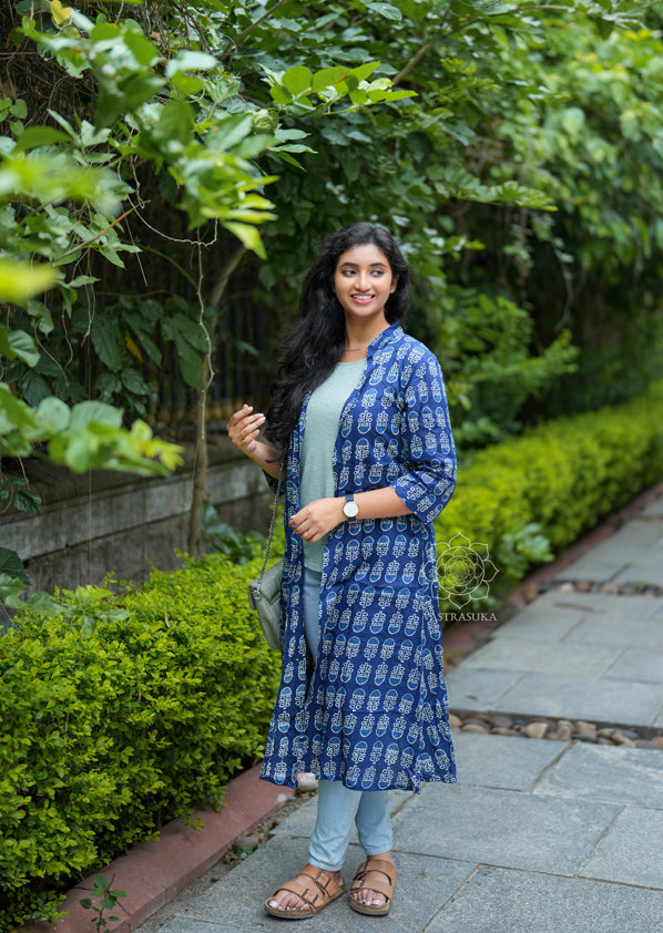 Blue Jaipur Block printed Shrug