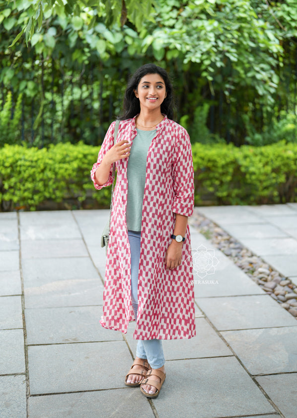 Pink Black Ikat shrug