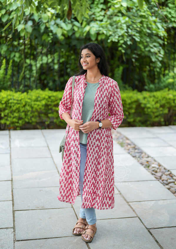 Pink Black Ikat shrug