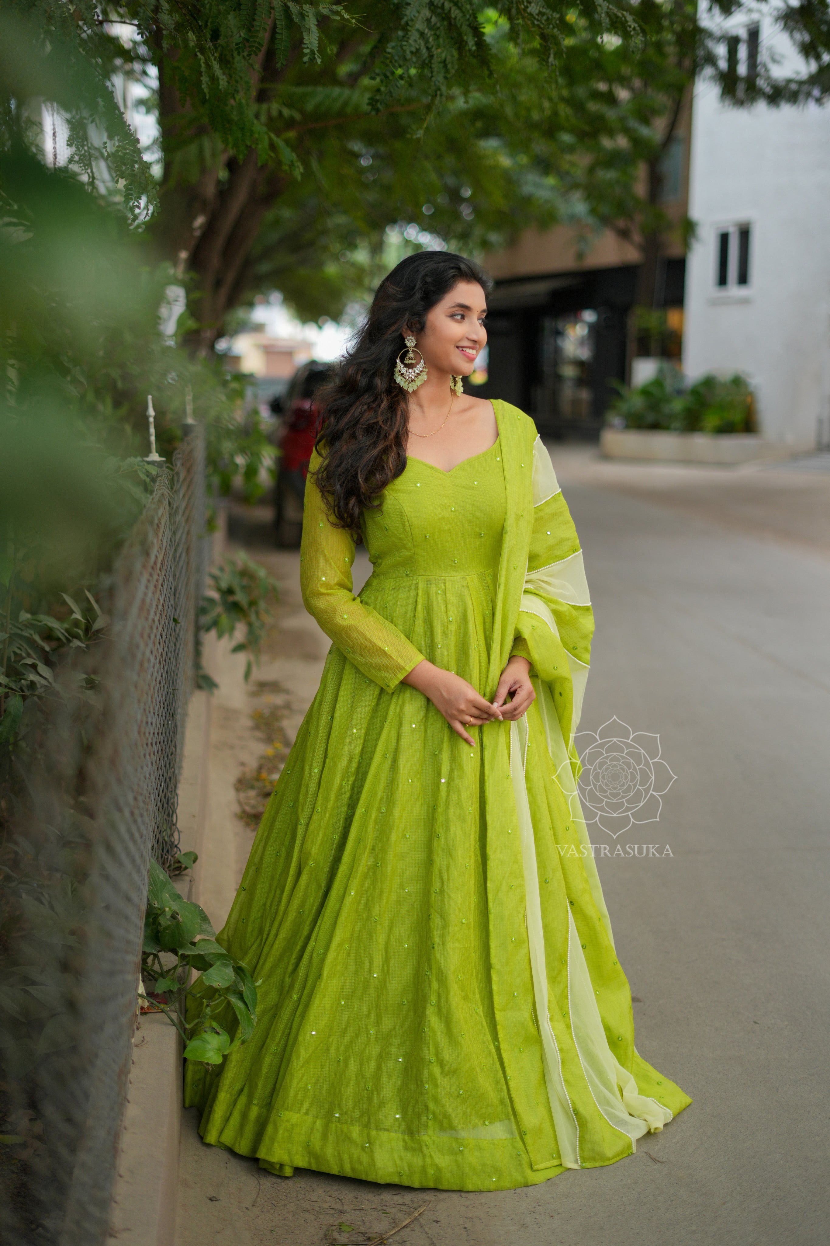 Olive Kota checks long dress