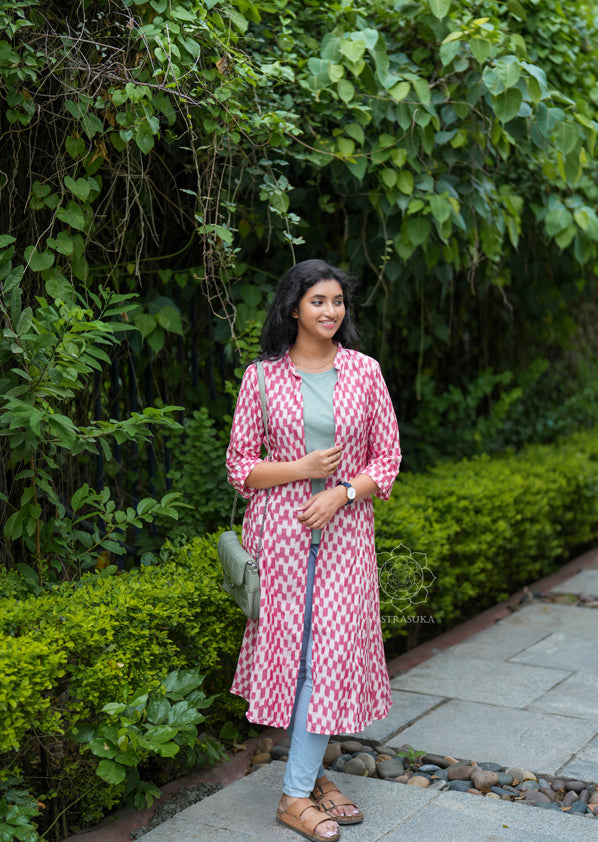Pink Black Ikat shrug