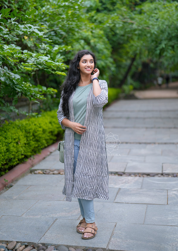 Grey Black Ikat shrug