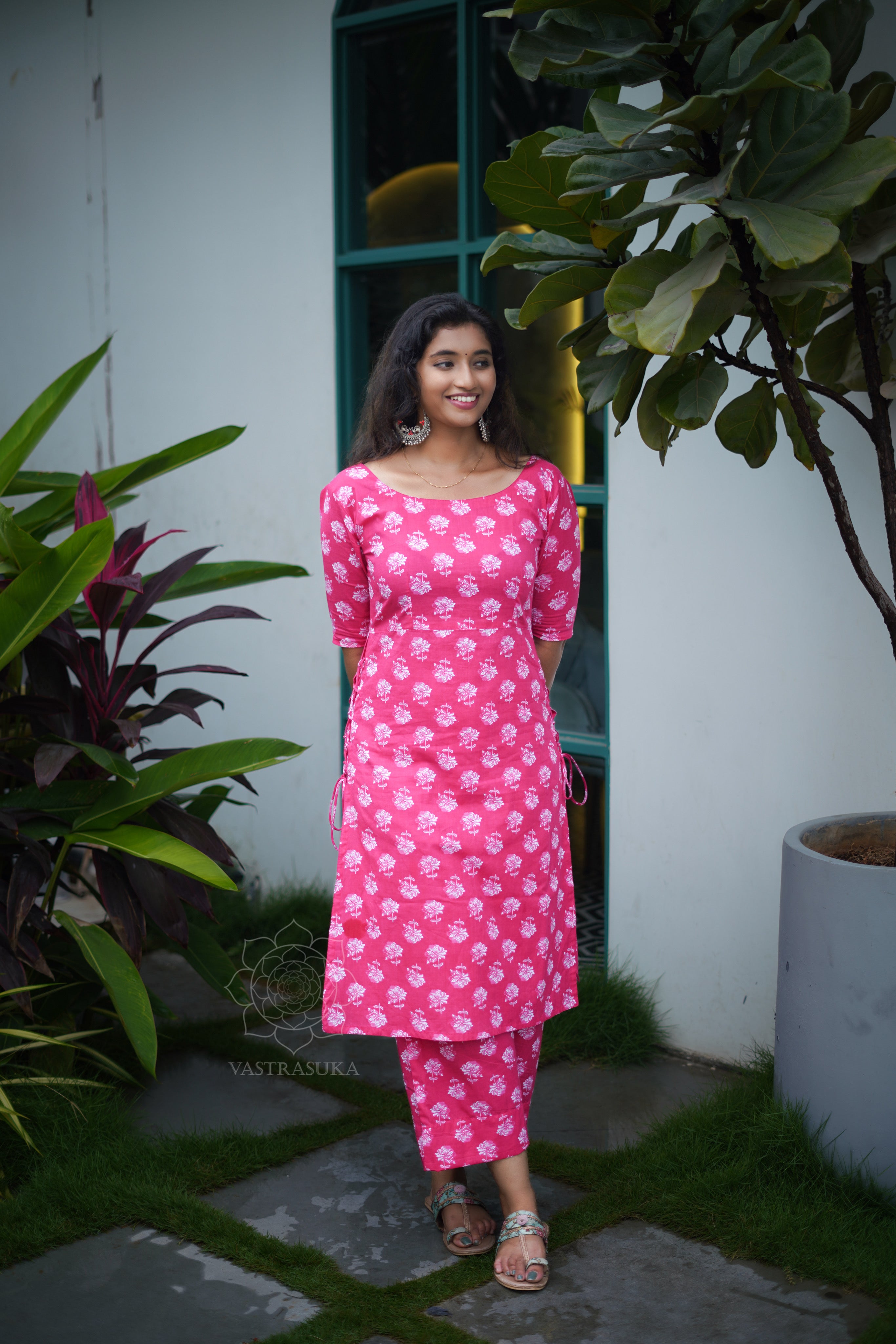 Hot pink kurta set