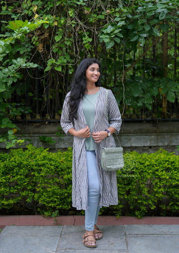 Grey Black Ikat shrug