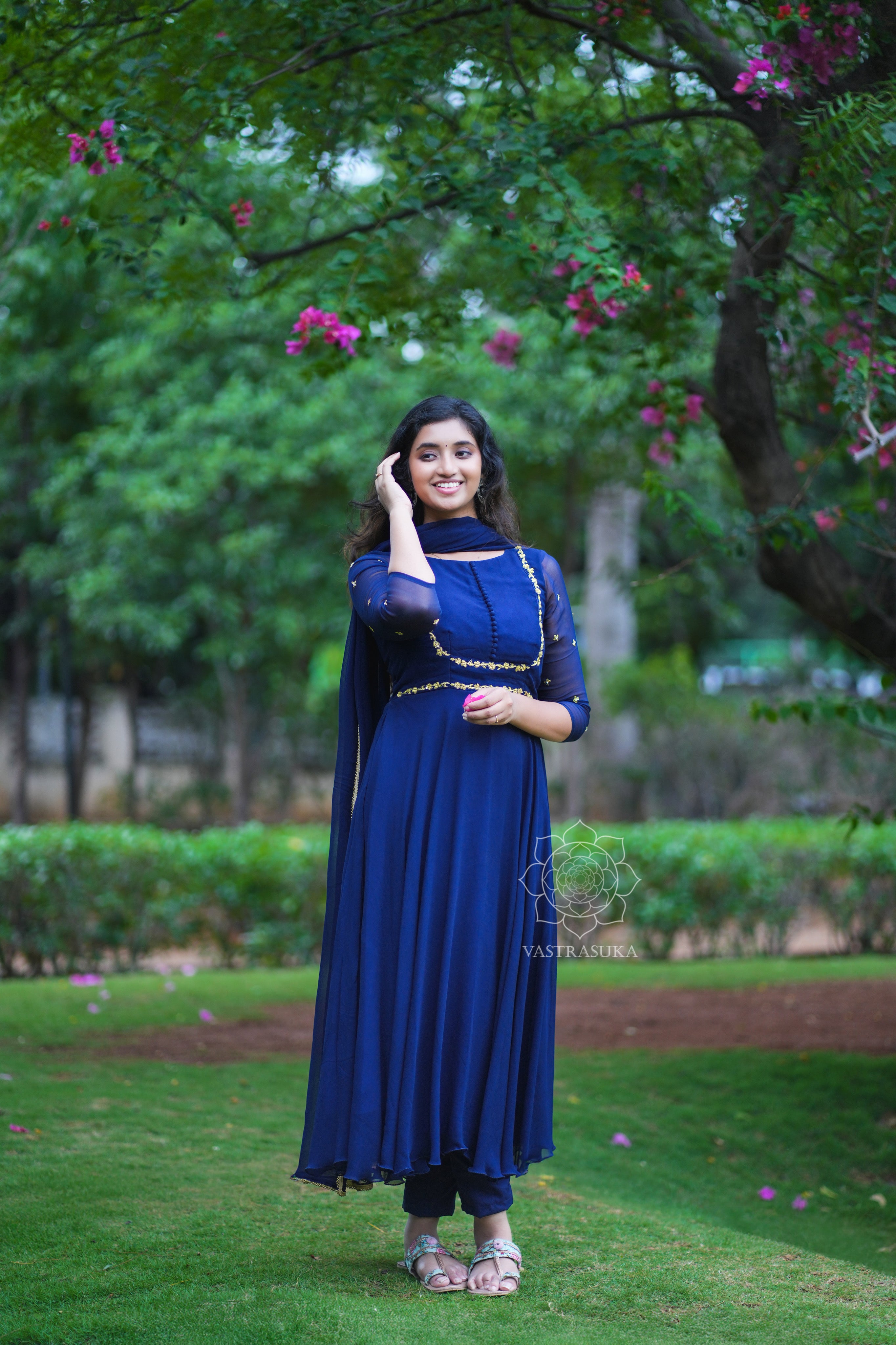 Dark navy blue Anarkali dress