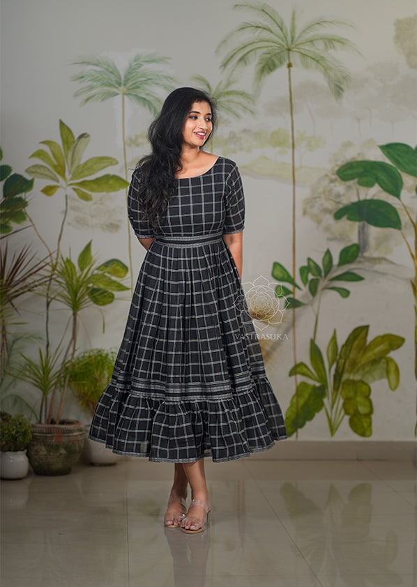 Black Checks Cotton Dress Black Checks Cotton Dress