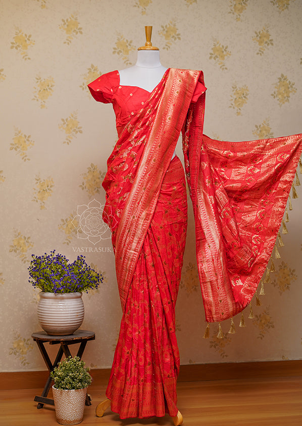 Red Banaras Soft Silk Saree