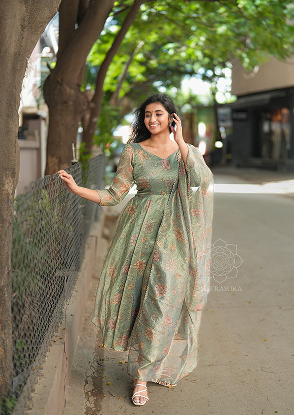 Mint Green Tissue Anarkali