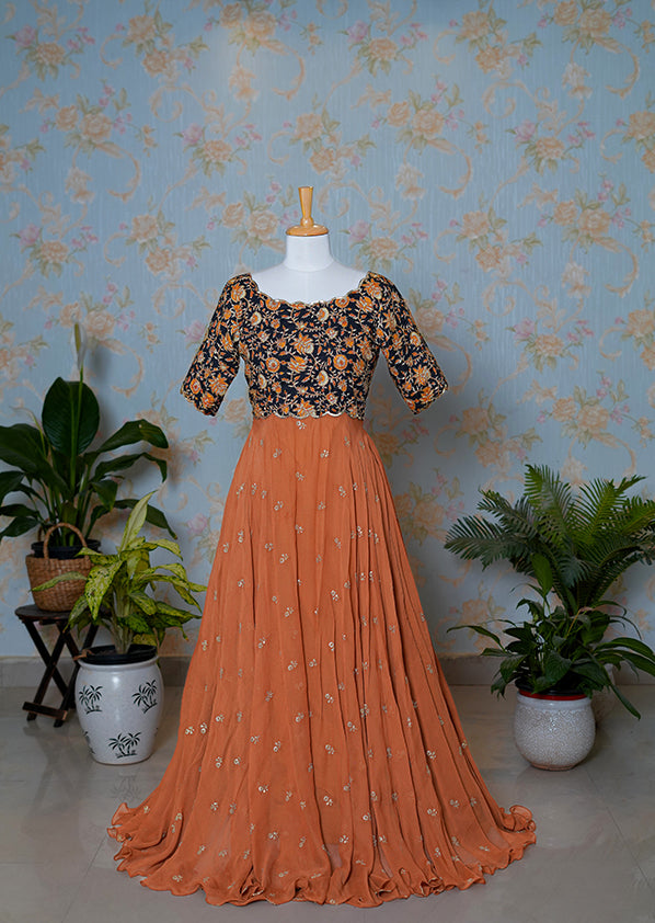 Bronze Orange Kalamkari Flora