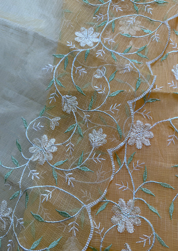Premium Quality mustard kota doria Cotton thread work Embroidered Salwar Suit
