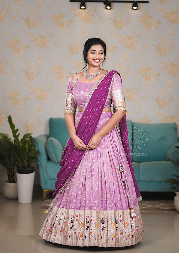 Lilac Tissue Silk Half Saree – Vastrasuka