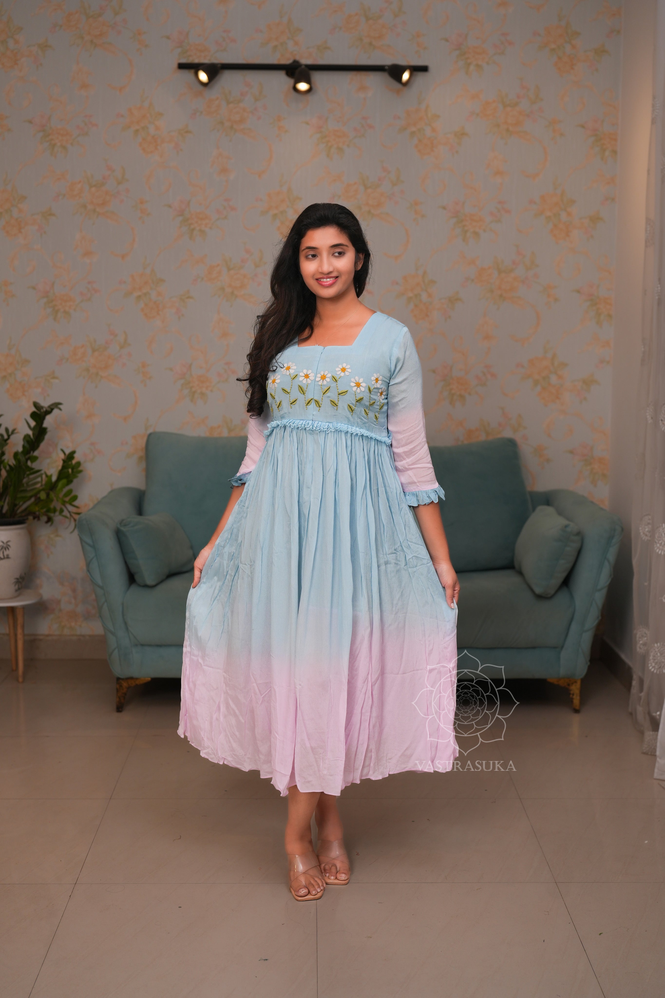 strapless open back dress Casey Pink Blue Ombre Dress – DXJ Cheongsam