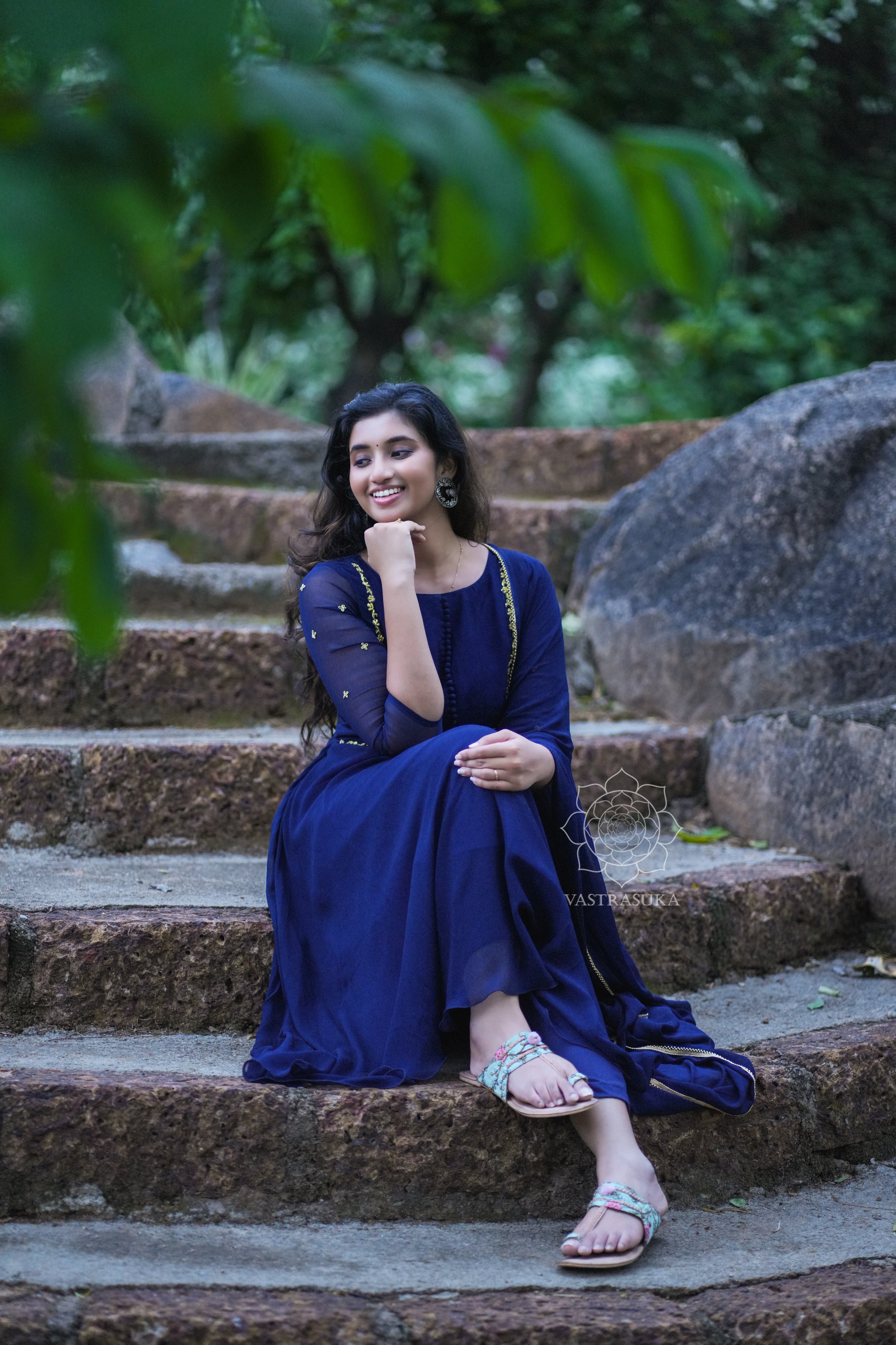 Dark navy blue Anarkali dress
