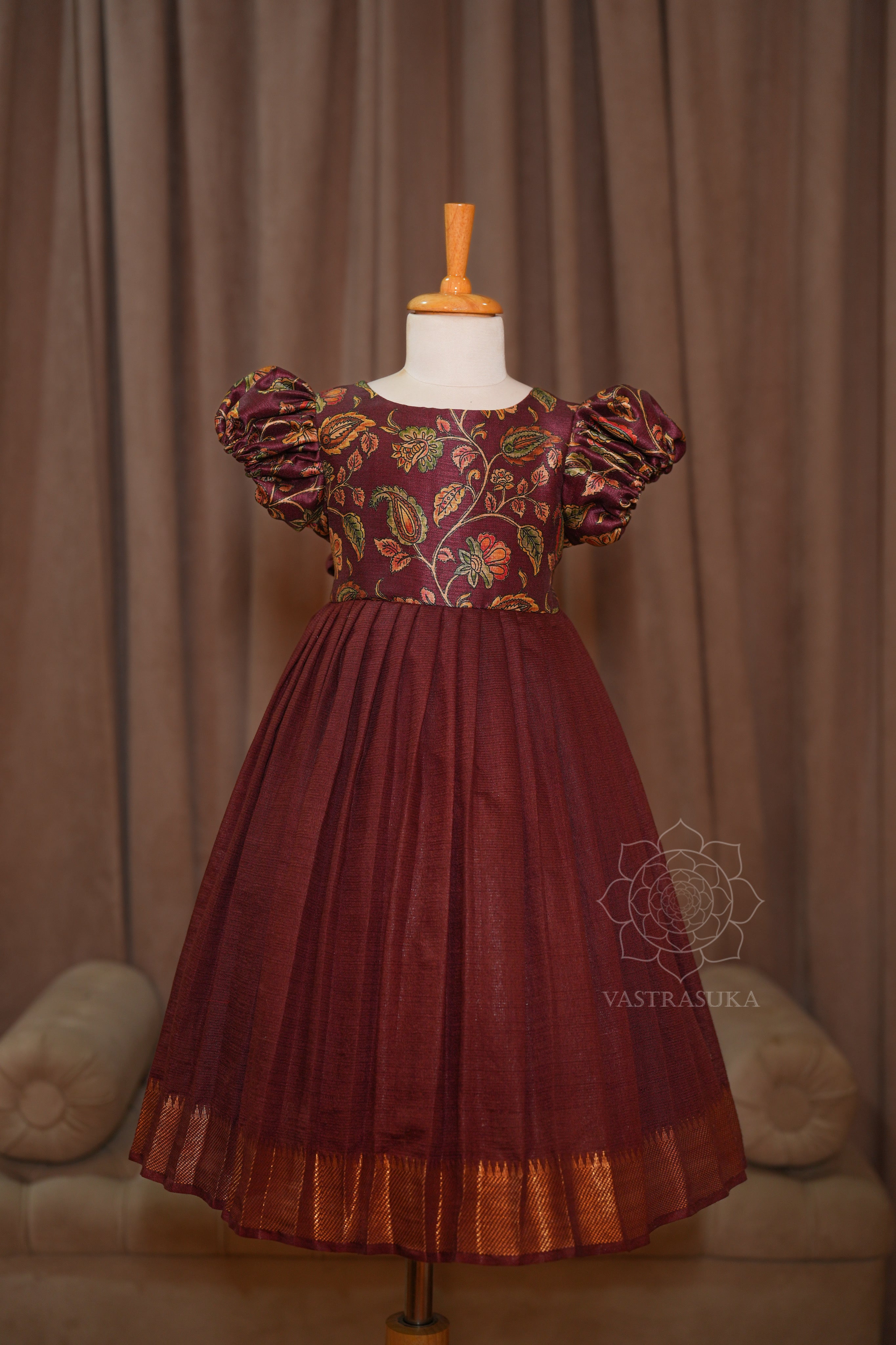 Wine soft silk baby dress