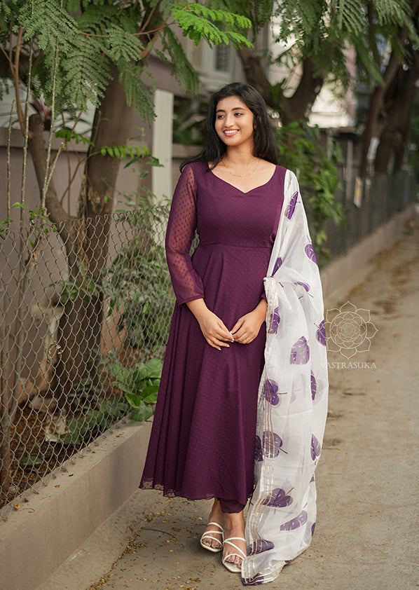 Purple Wine Anarkali