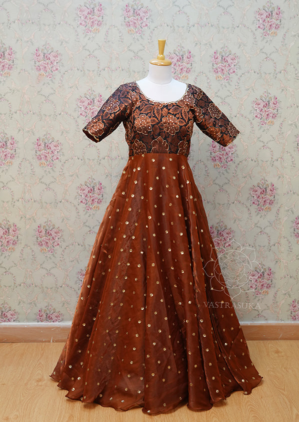 Bronze Space Silk Long Dress