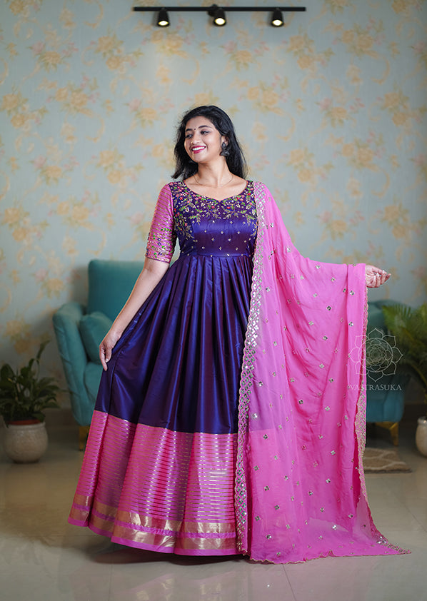 Purple Pink Soft Silk Dress