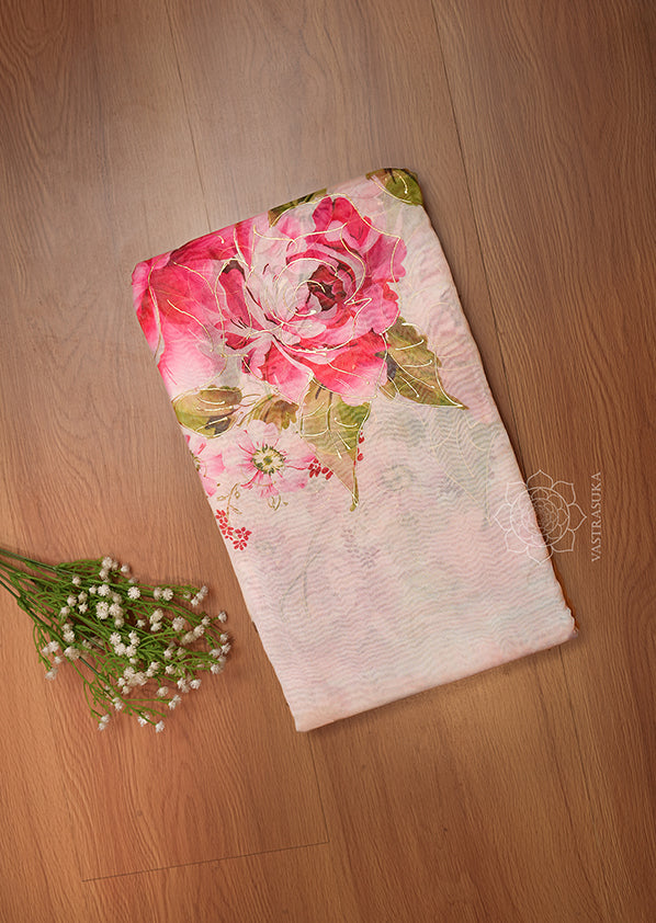 White Floral Silk Tissue Saree