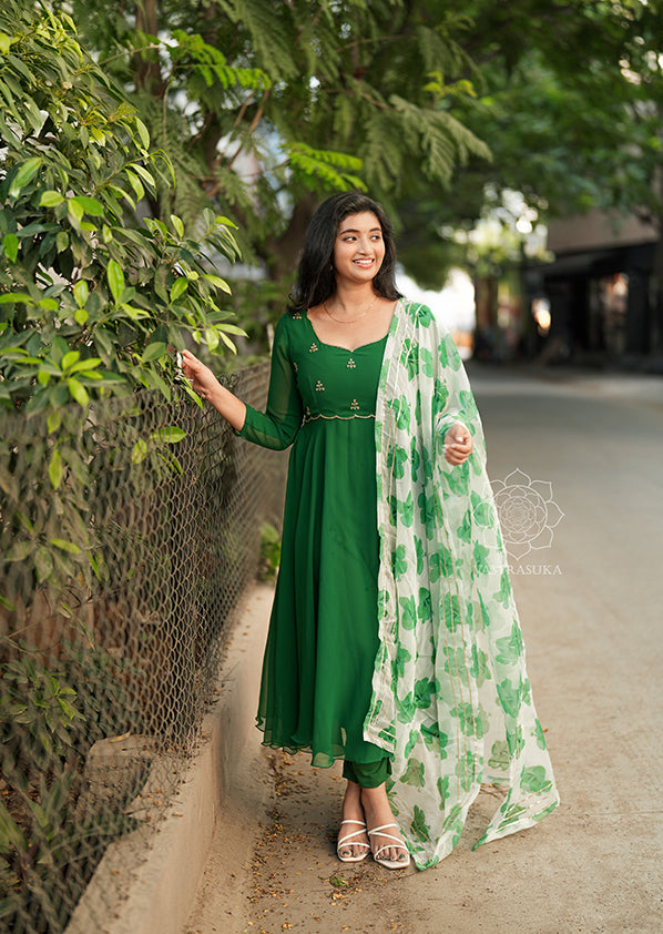 Dark green Anarkali