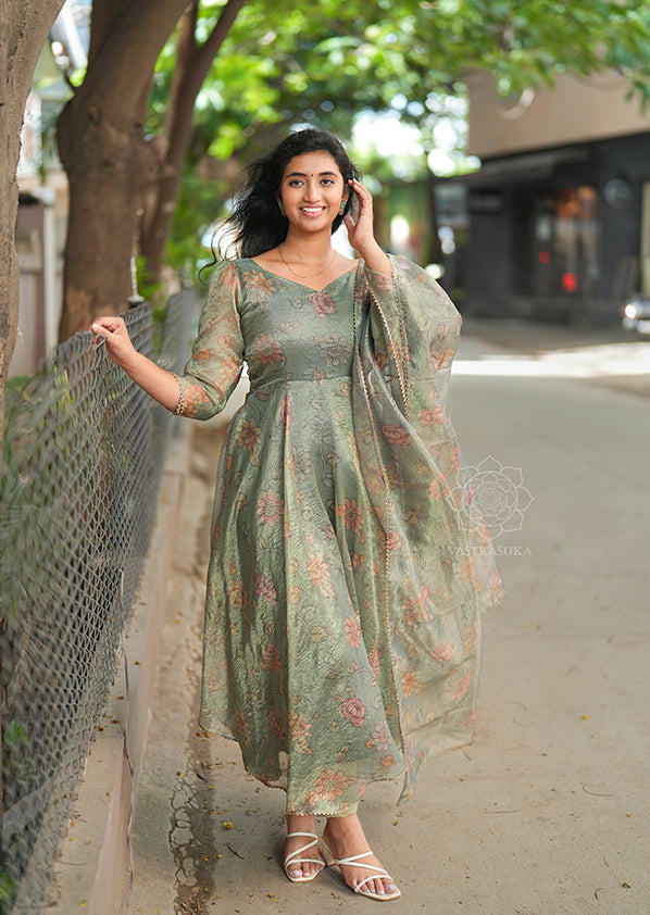 Mint Green Tissue Anarkali