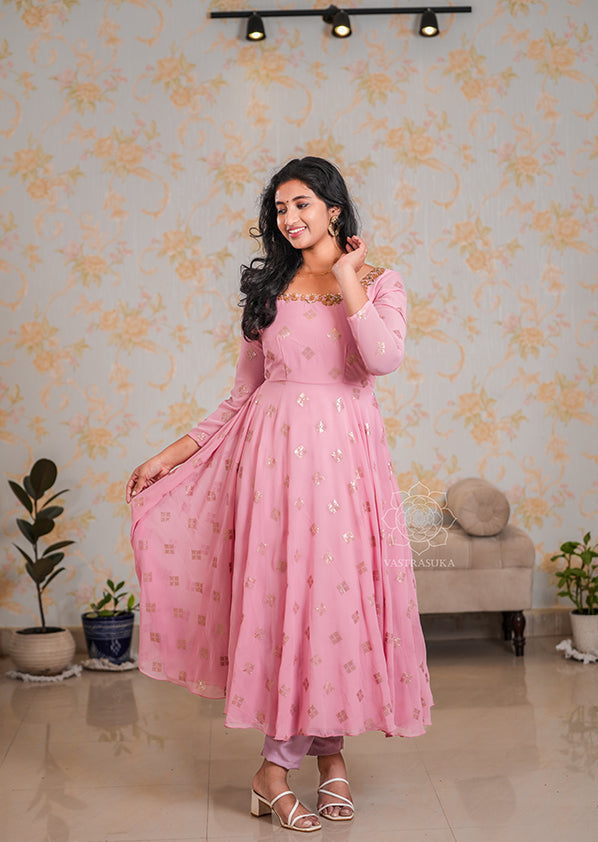 Baby Pink Georgette Anarkali Set