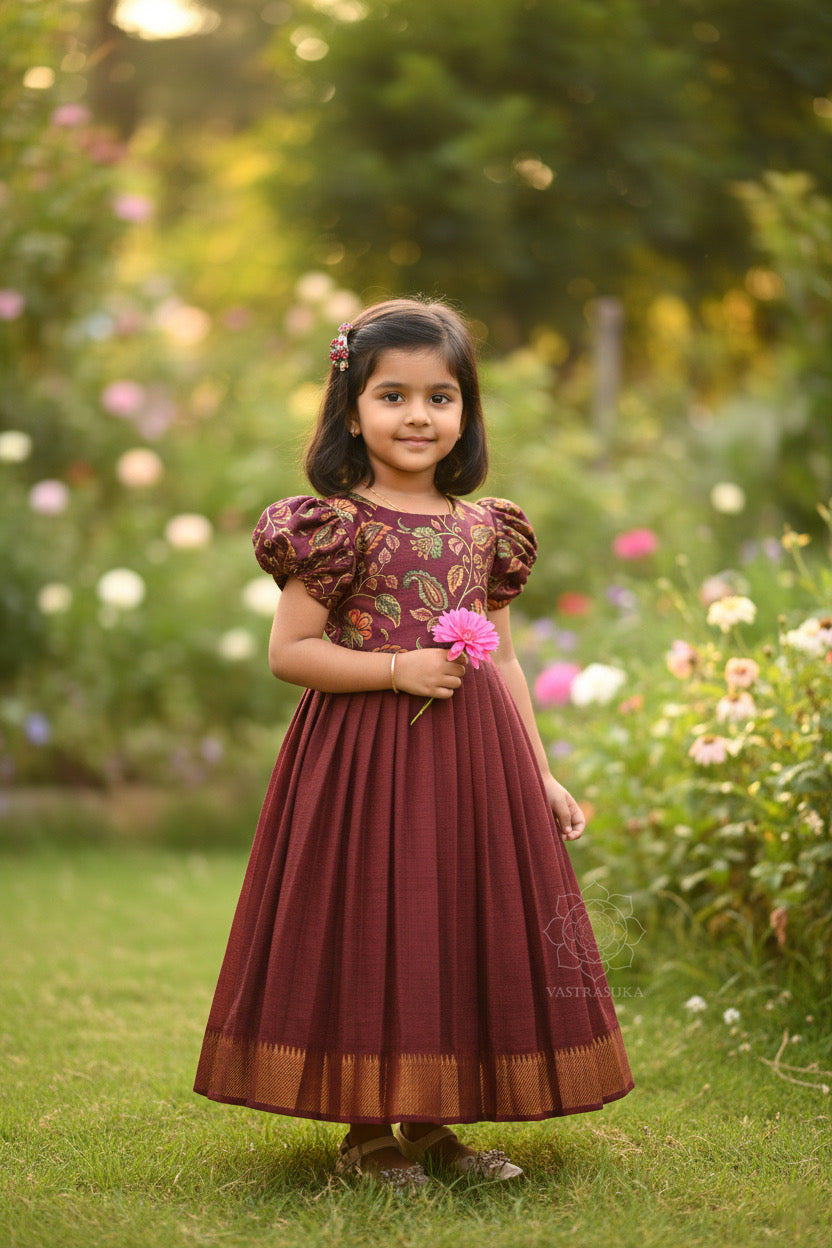 Wine soft silk baby dress