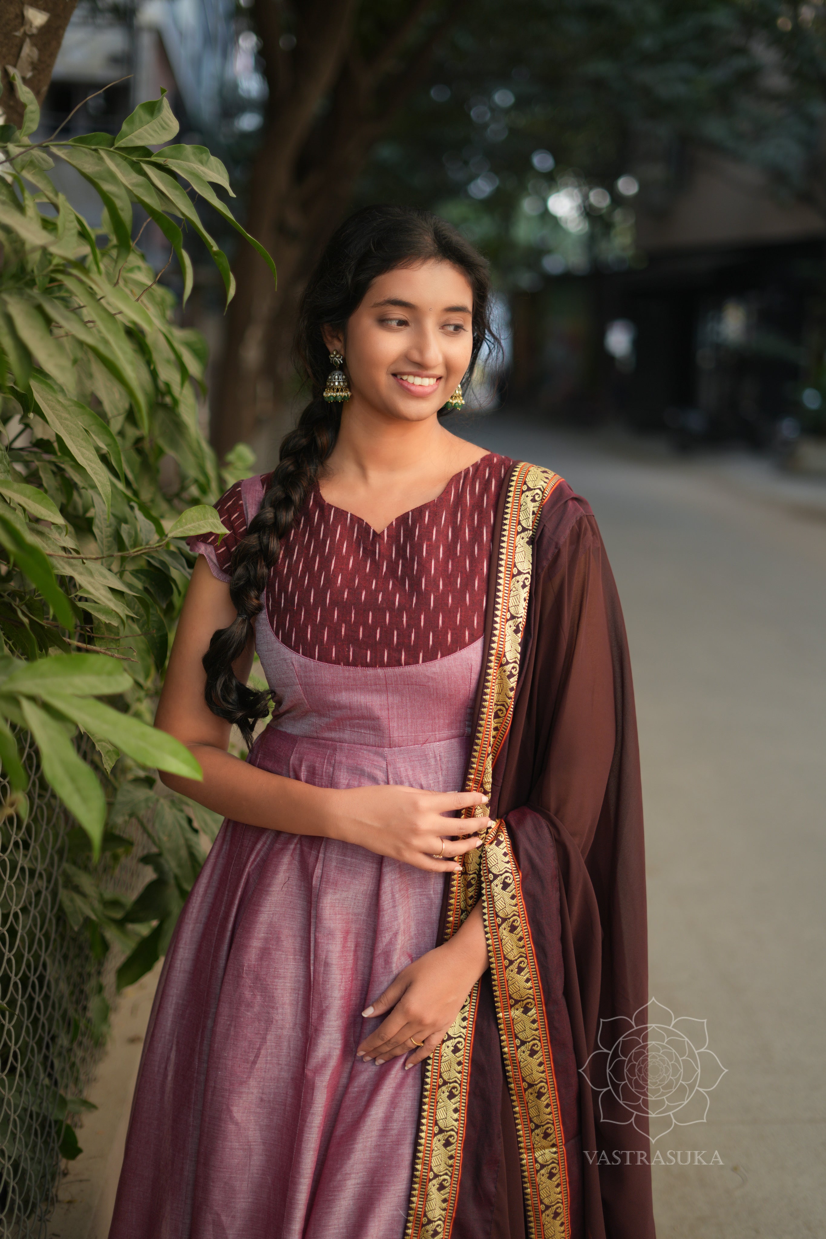 Peach Rose Handloom Anarkali