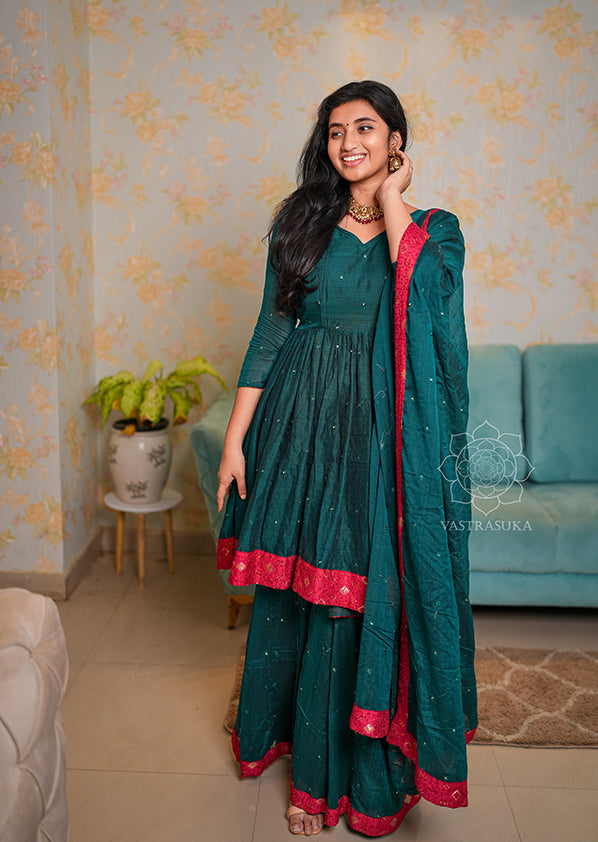 Bottle Green Sharara Set