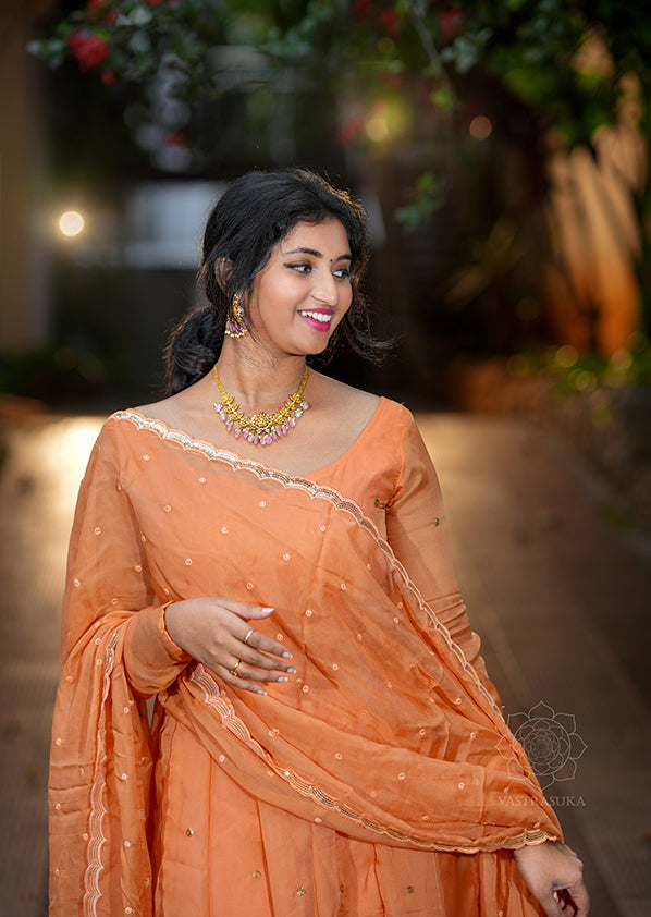 Peach Orange sharara Set