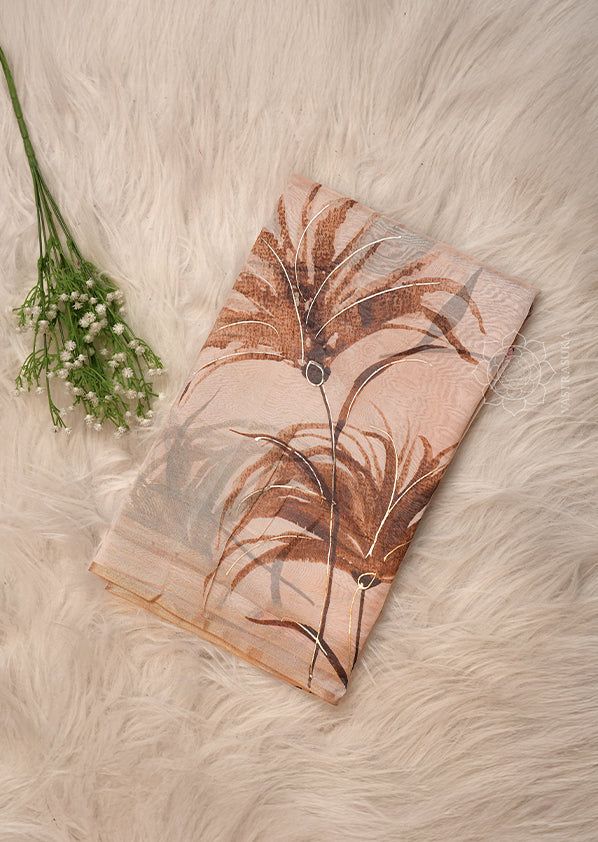 Beige Silk Tissue Saree
