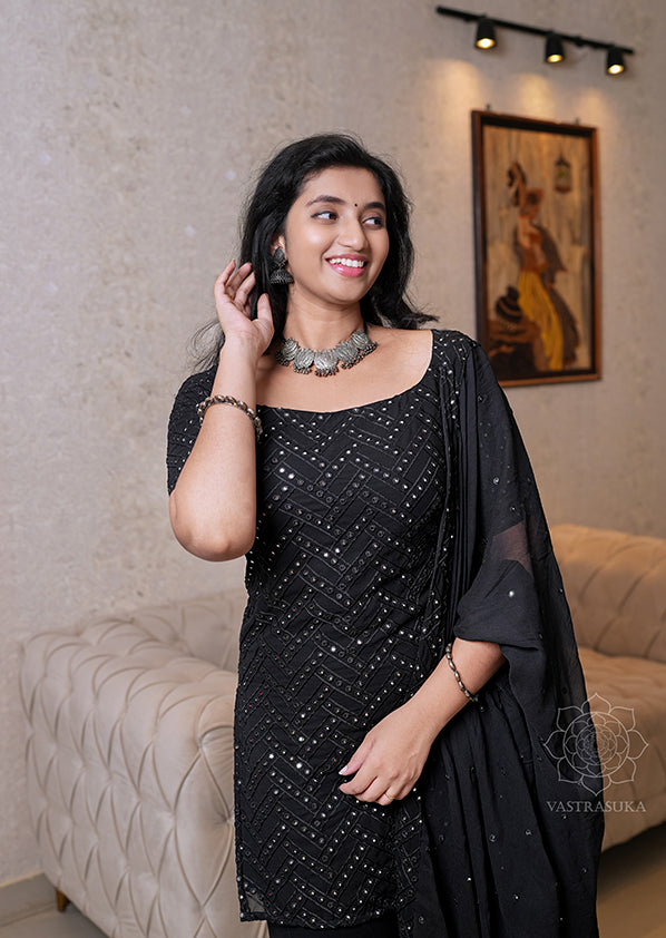 Sparkling Black Sharara Set