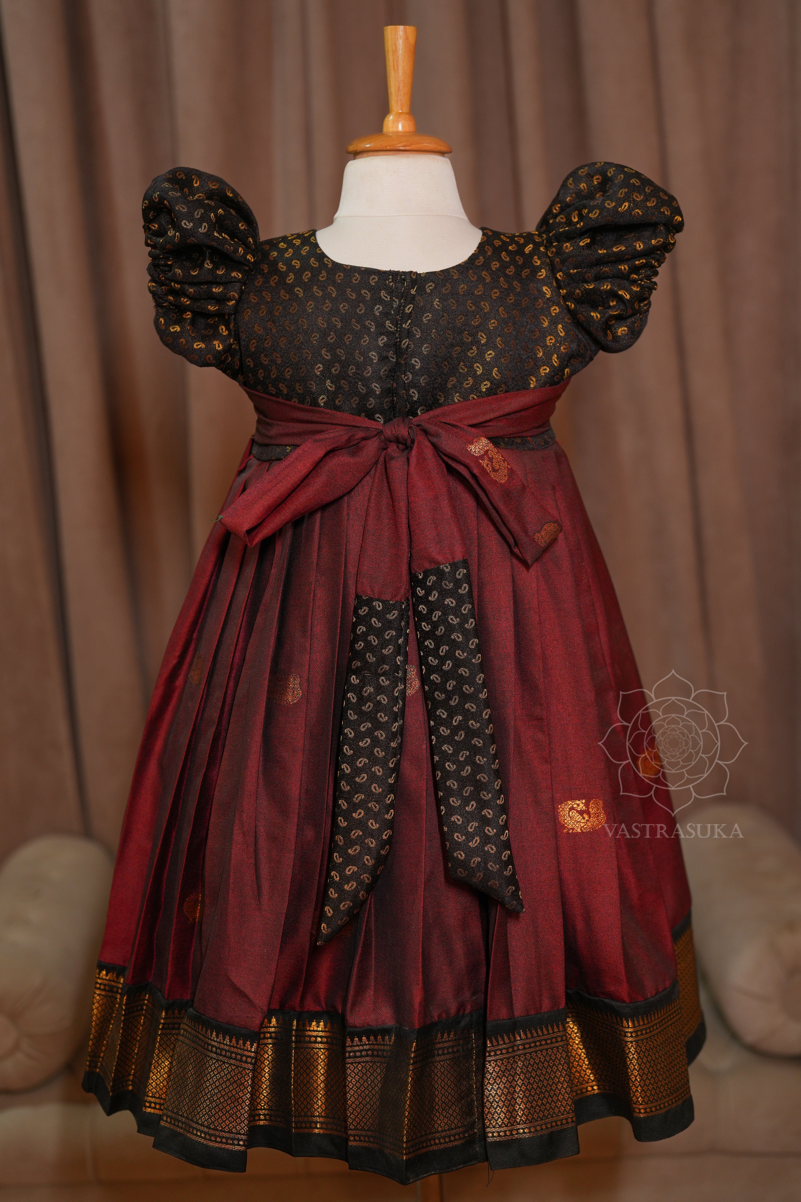 Wine soft silk baby dress