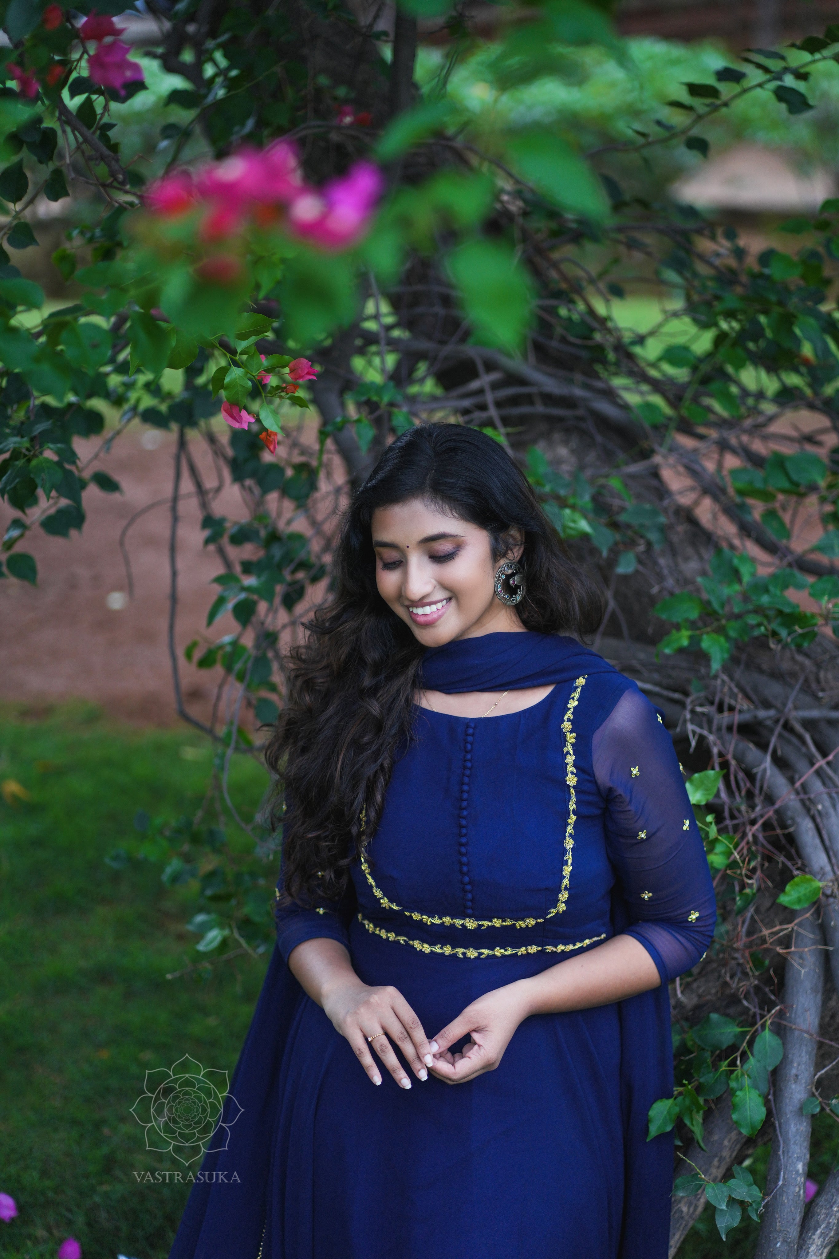 Dark navy blue Anarkali dress