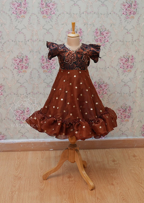 Bronze Space Silk Kids Dress Vastrasuka Bronze Space Silk Kids Dress Vastrasuka