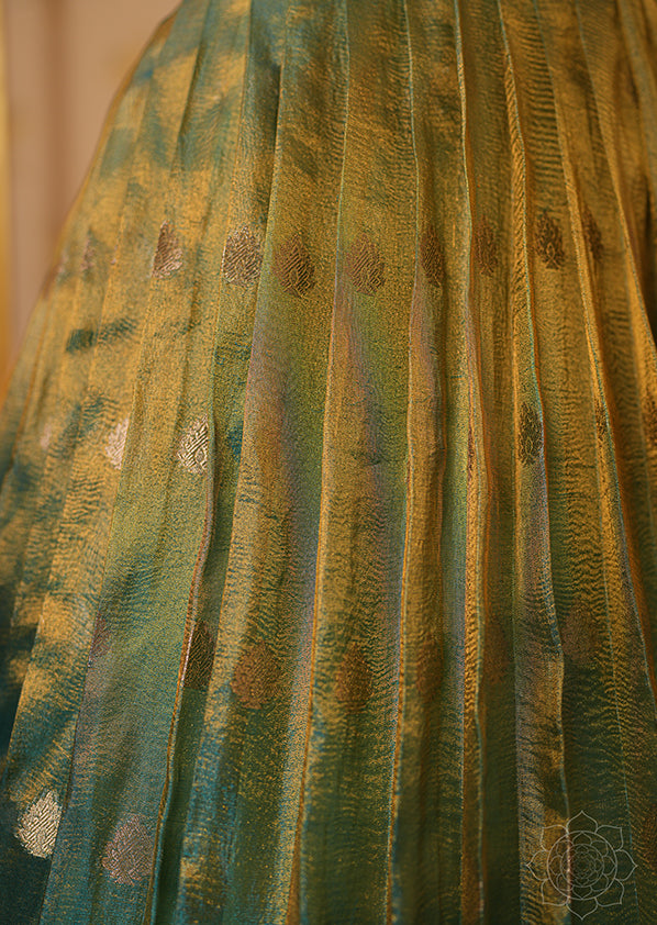 Rama Green Silk Tissue Half Saree