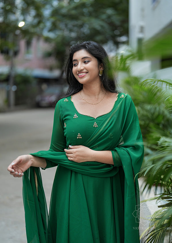 Dark green Anarkali