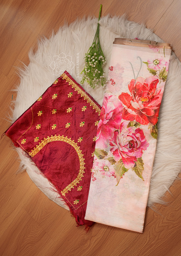 White Floral Silk Tissue Saree