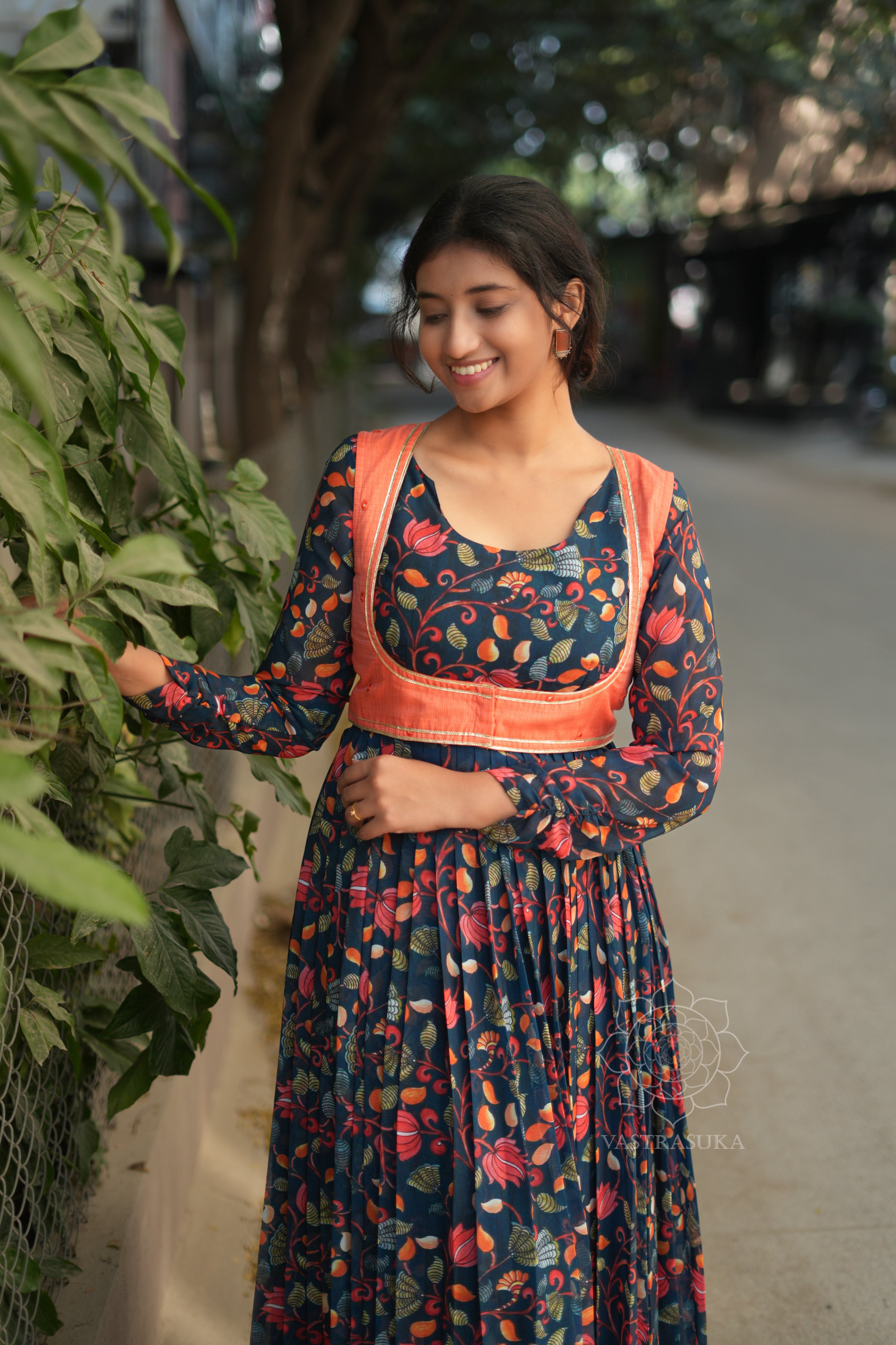 Teal Kalamkari Anarkali