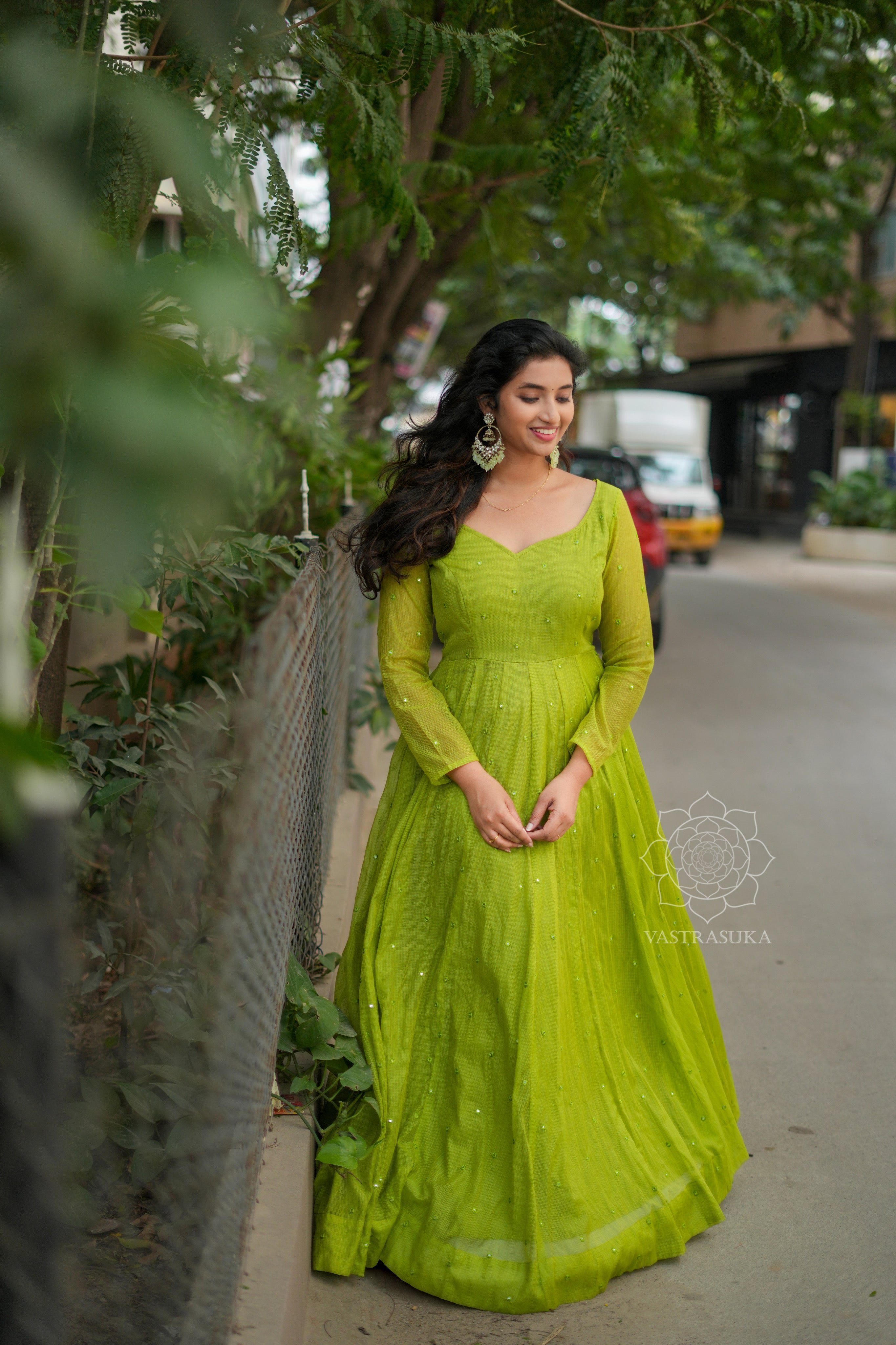 Olive Kota checks long dress