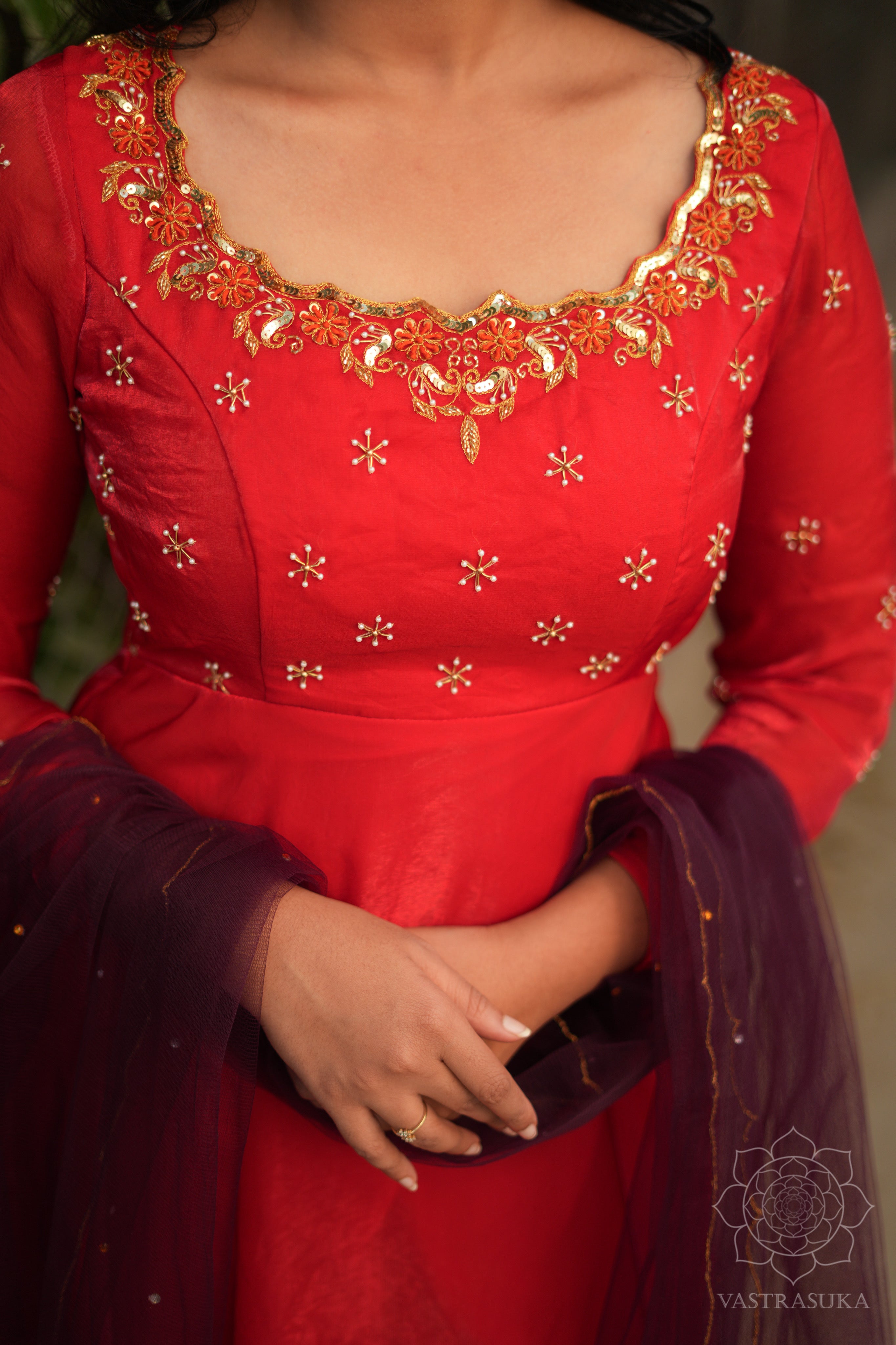 Red sparkle anarkali