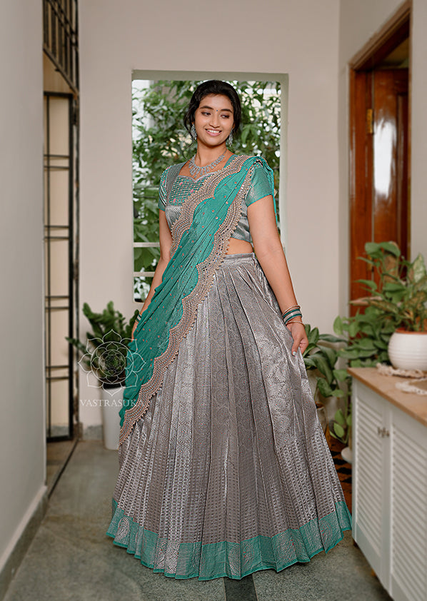 Silver Banaras Tissue Half Saree