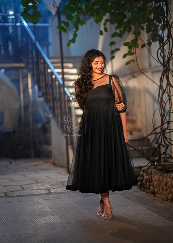 black net dress Short Without Belt Bottom Size:31x34 sheer garments Women's Easter Dresses - VM SSN