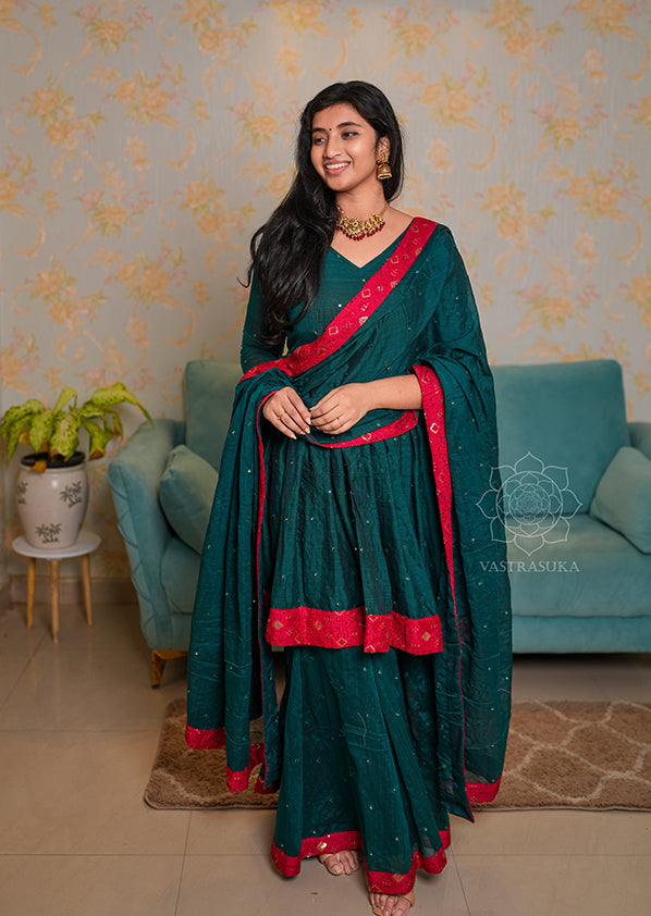 Bottle Green Sharara Set