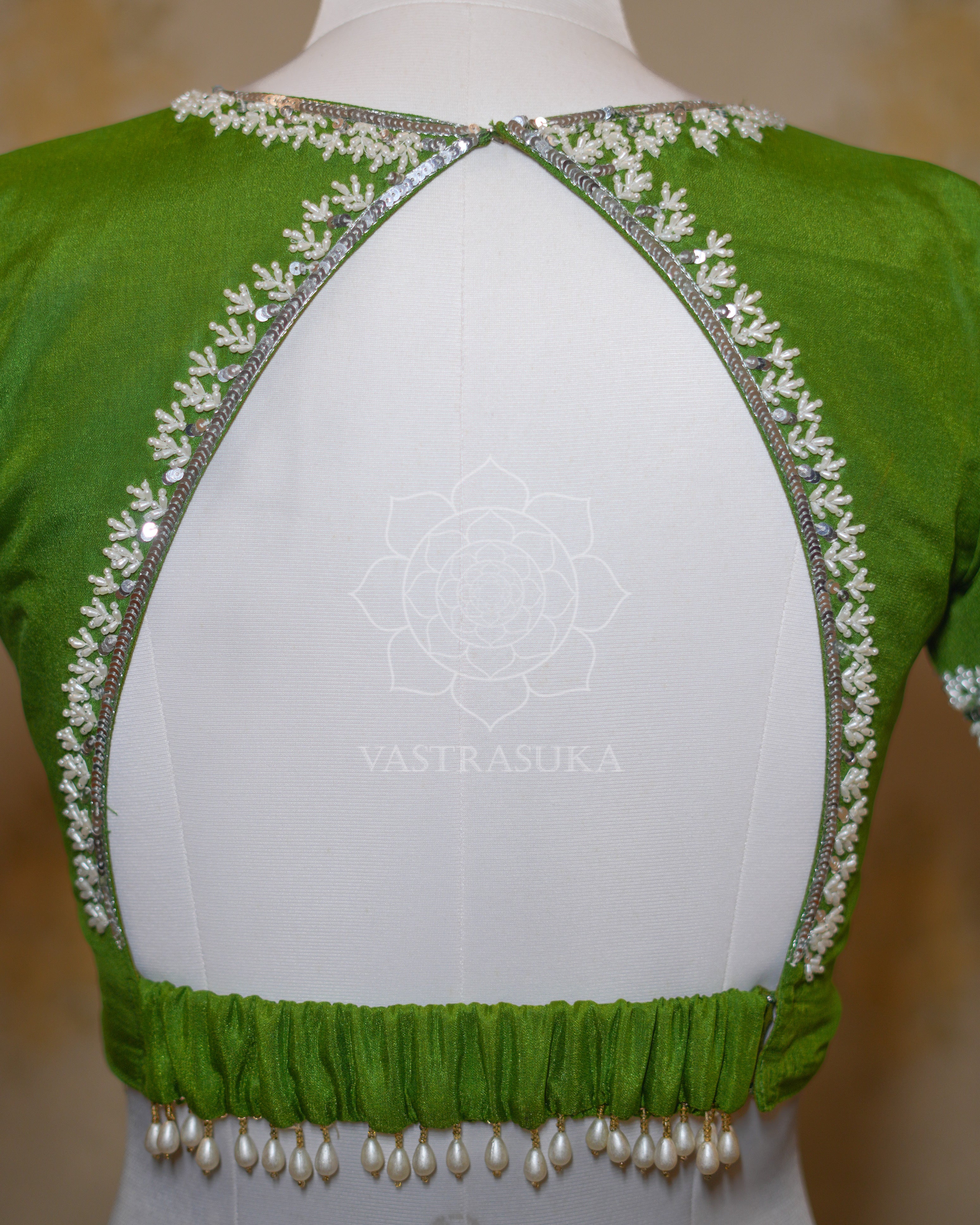 Olive Gleam silver Kanchi Half Saree