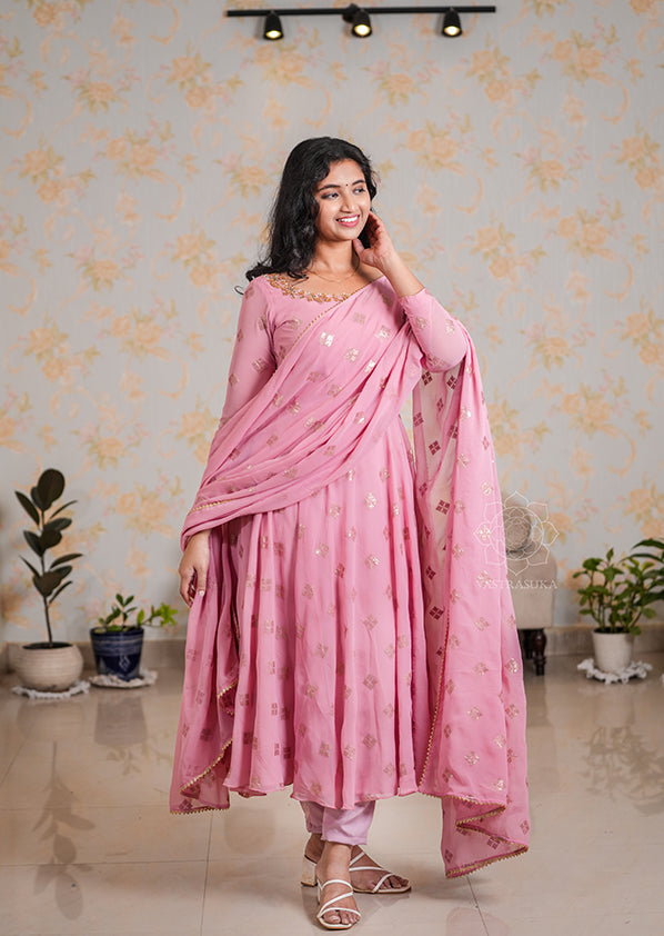 Baby Pink Georgette Anarkali Set