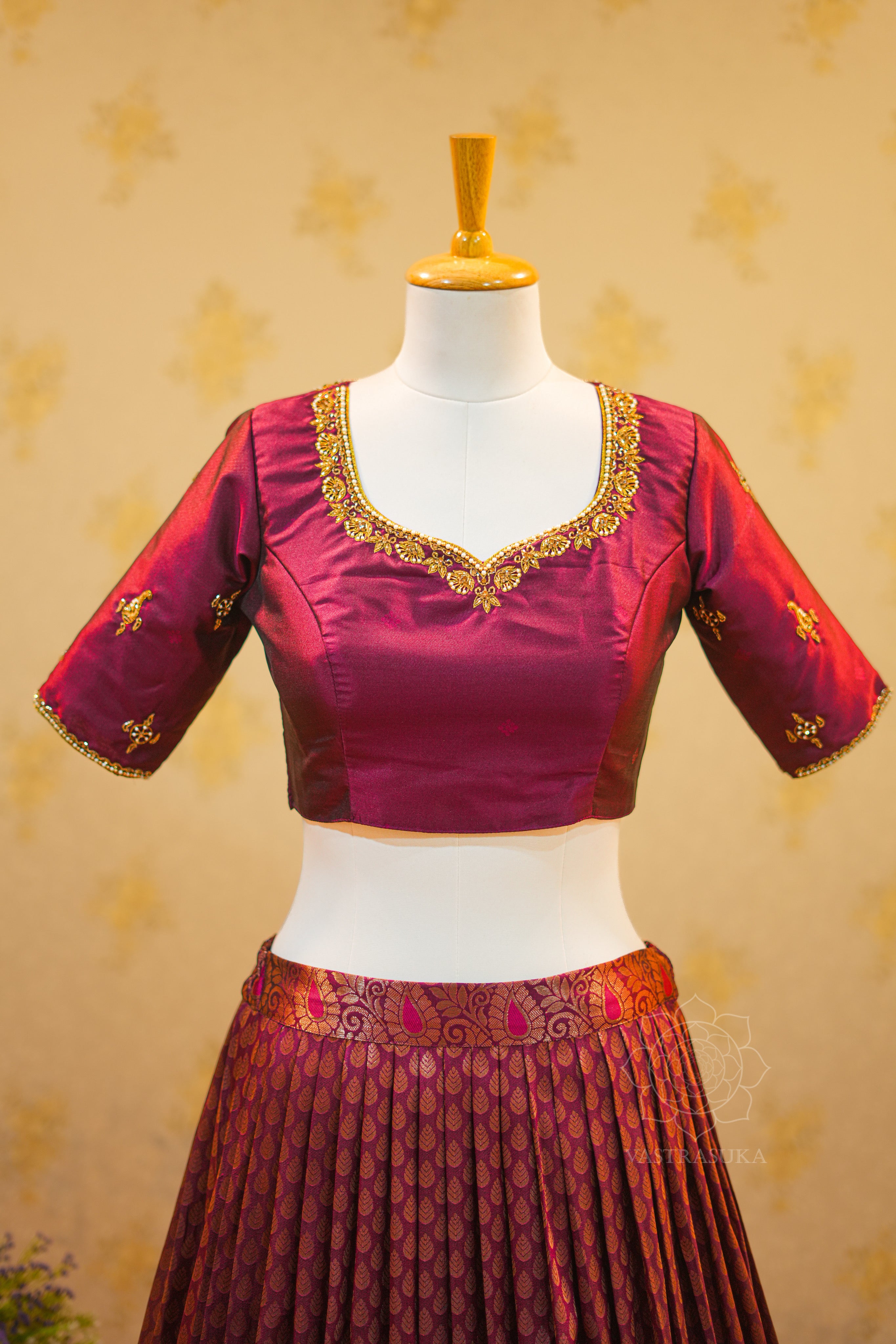 Wine Banaras half saree