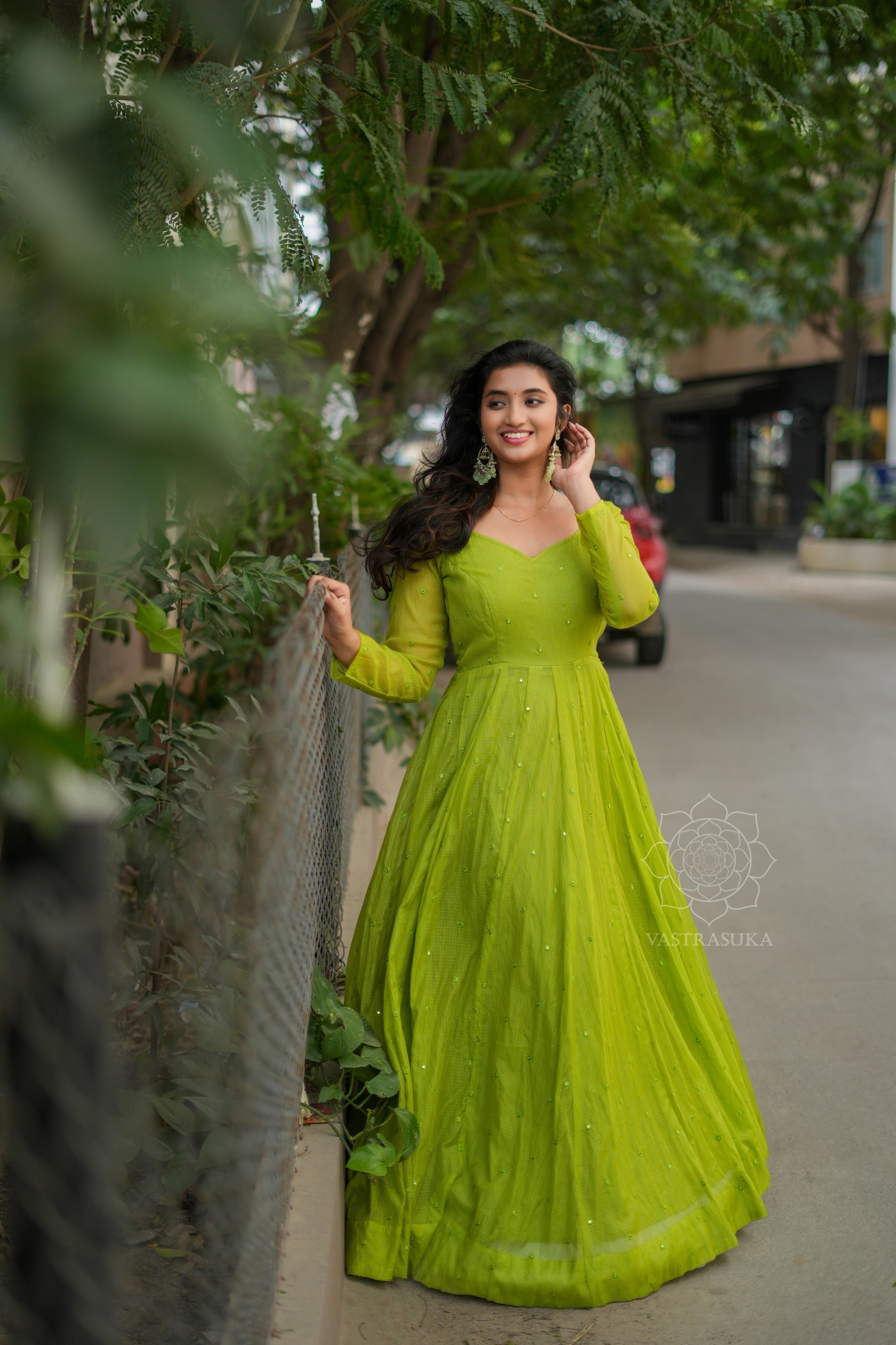 Olive Kota checks long dress
